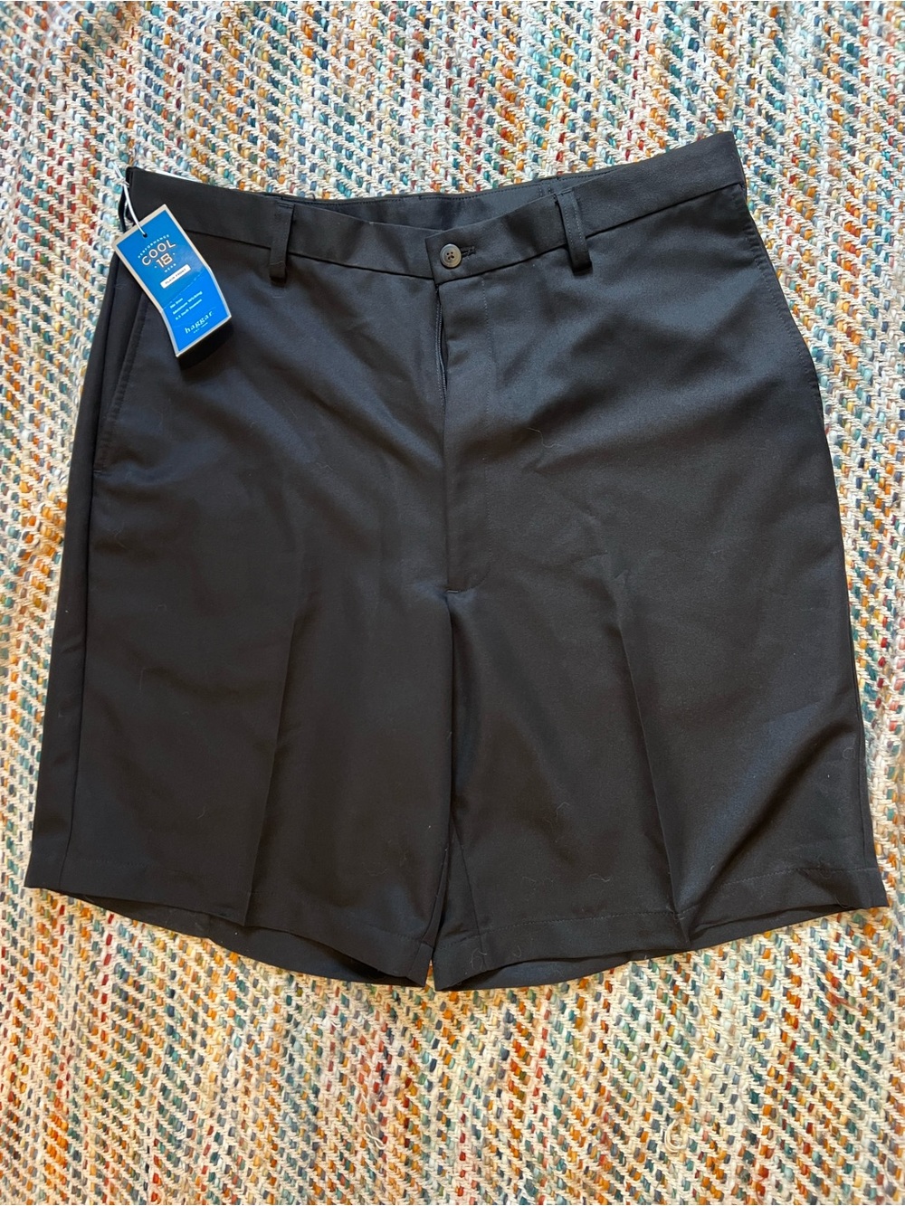 Haggar Men's Black Flat-Front Dress Shorts